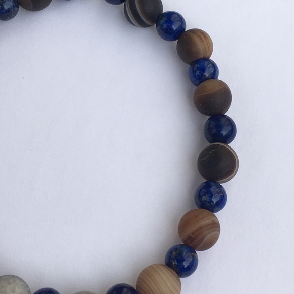 Blue Lapis Lazuli Coffee Agate Bracelet - Picture 3 of 4
